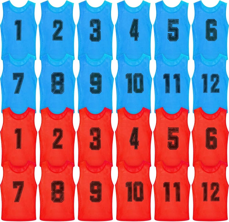 Vabean 24 Pack Nylon Mesh Scrimmage Team Practice Vests Pinnies Jerseys Train Vest for Adult Sport Basketball Soccer Football - Image 1